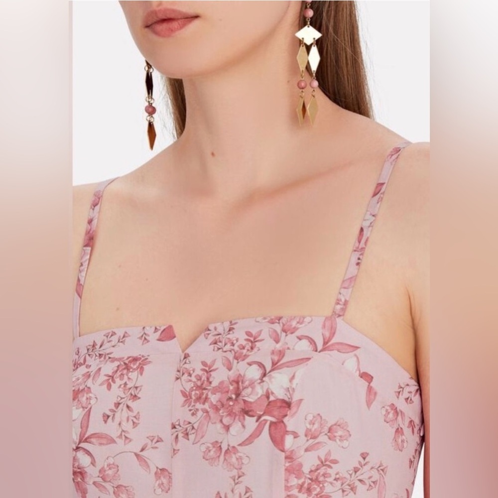 Intermix Pink Floral Silk Blend Babydoll Mini Dress Cottagecore Size 10 Romantic - Picture 5 of 16